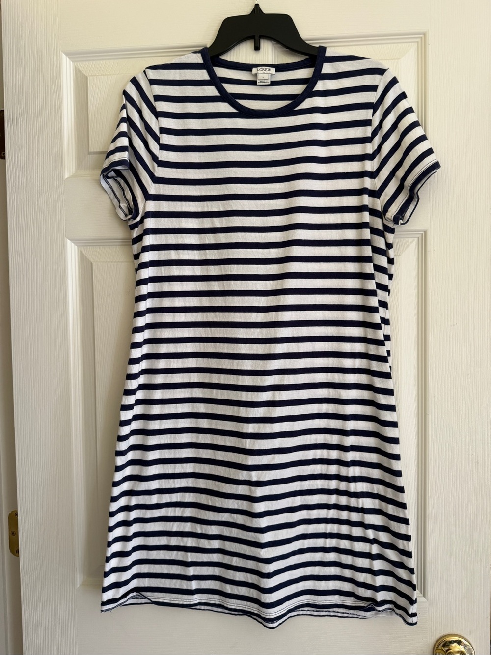 J. Crew Navy and White Striped Tee Dress